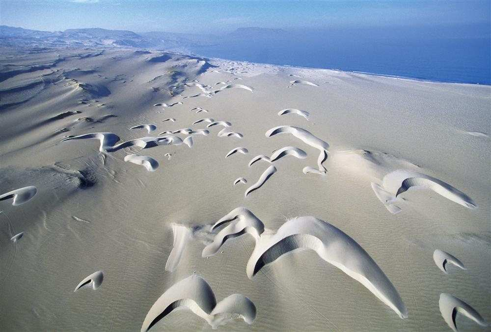 Desierto arenoso (ERG) RIPPLES DUNAS Surcos en la arena por movimientos del