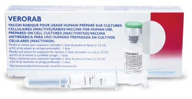 VERORAB Vacuna Antirrábica Celular Inactivada Polvo Liofilizado para Inyectable 2,5 U.I. con Solvente 1.