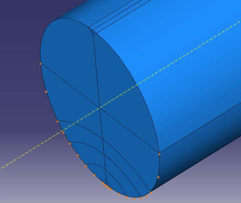 Figura 5.8. Detalle de la posición del apoyo El último paso, antes de comenzar la simulación del problema, es finalmente, realizar el mallado del modelo.