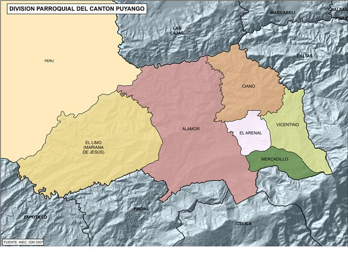 FICHA DE CIFRAS GENERALES CANTÓN Cantón PUYANGO, Provincia de LOJA se encuentra en la Zona 7 de planificación. UBICACIÓN GEOGRÁFICA El cantón PUYANGO cuenta con 6 parroquias. Representa el 5.