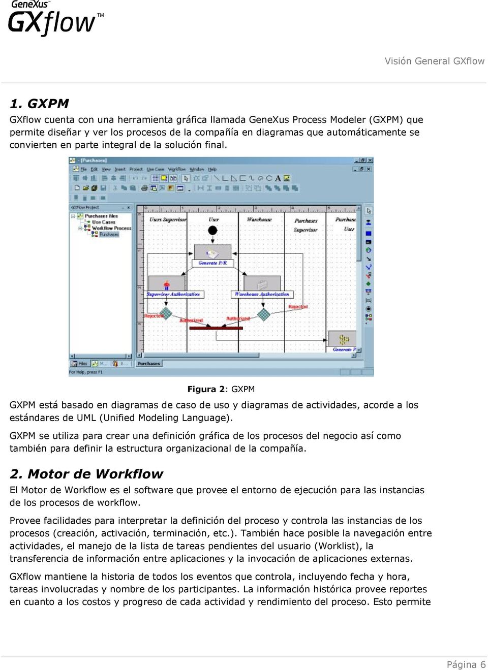 GXPM se utiliza para crear una definición gráfica de los procesos del negocio así como también para definir la estructura organizacional de la compañía. 2.