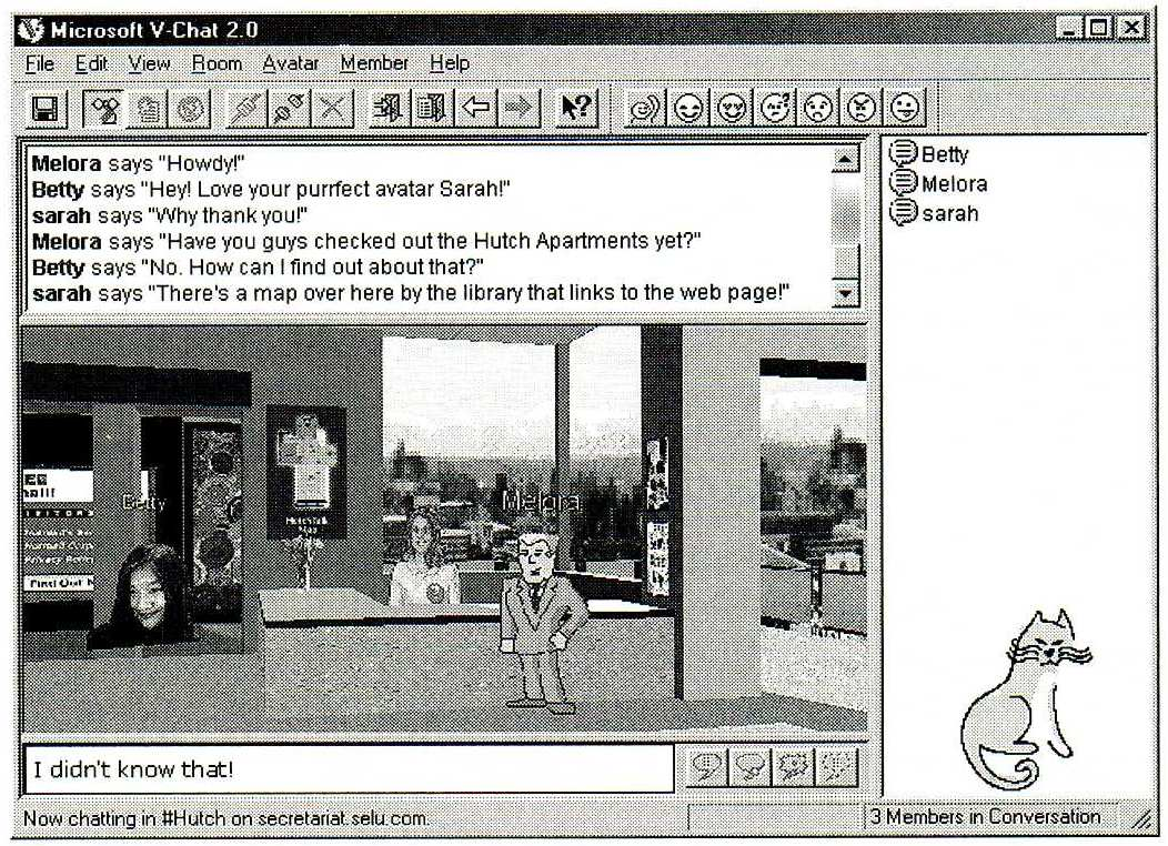 Interacción virtual: Internet Ejemplo 3 HutchWorld: Comunidad virtual creada entre Microsoft y el