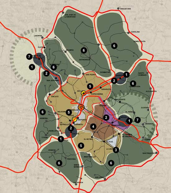 Una estrategia de ordenamiento económico-territorial para los valles de Aburrá, Occidente Cercano y San Nicolás en Antioquia En la figura 34 se presentan las siete grandes tipologías de distritos