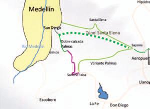 Una estrategia de ordenamiento económico-territorial para los valles de Aburrá, Occidente Cercano y San Nicolás en Antioquia Este tramo inicia el portal oriental del Túnel de Santa Elena, haciendo un