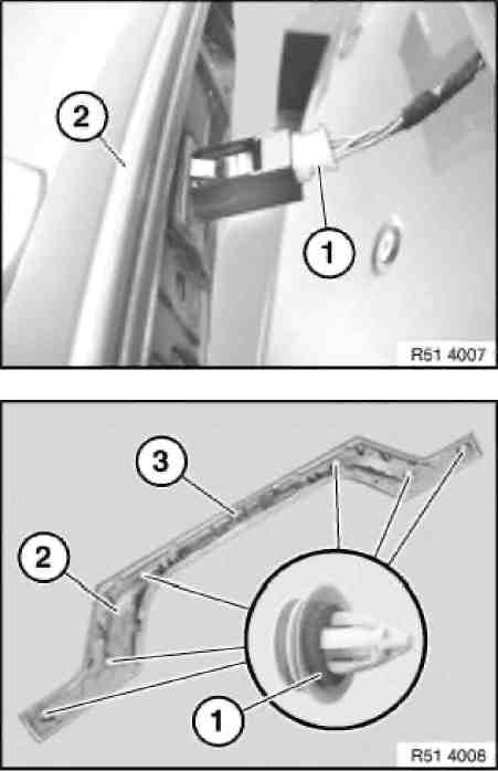 Separar la conexión por enchufe (1) en el embellecedor de la parte