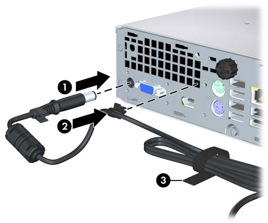 Conexión del cable de alimentación Al conectar la fuente de alimentación, resulta especialmente importante seguir los siguientes pasos para garantizar que el cable de alimentación no se suelta del