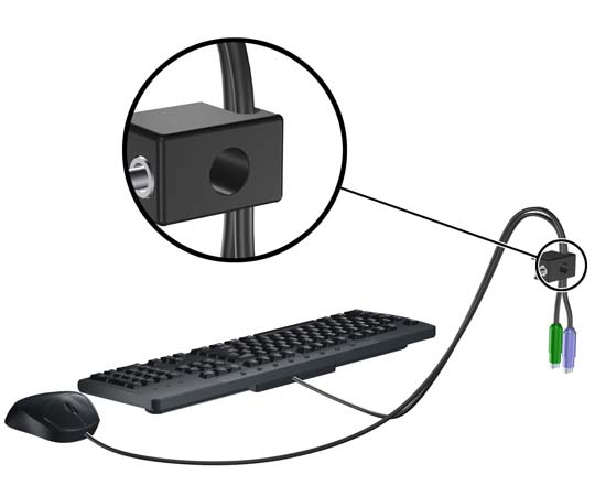 Candado de seguridad para ordenadores HP para empresas 1. Asegure el cable de seguridad pasándolo alrededor de un objeto fijo.