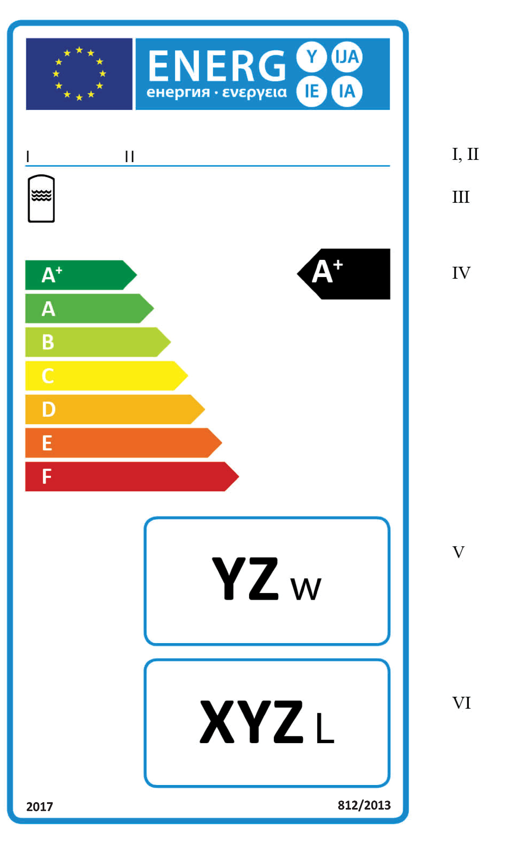 2013R0812 ES 06.06.2014 001.001 30 2.2. Etiqueta 2 para los depósitos de agua caliente de las clases de eficiencia energética A + a F (a) En la etiqueta figurará la información enumerada en el punto 2.