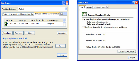 Si ha podido seguir los pasos anteriores y ver los certificados esto indica que está correctamente instalado el módulo CSP y el certificado raíz para Chrome. 2.2.8.