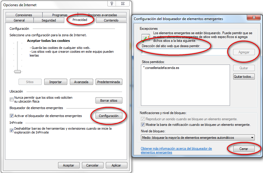 2.1.4. Configuración ventanas emergentes Su navegador debe permitir la ejecución de ventanas emergentes para https://mercurio.altia.es Si usa Microsoft Internet Explorer siga los siguientes pasos: 1.