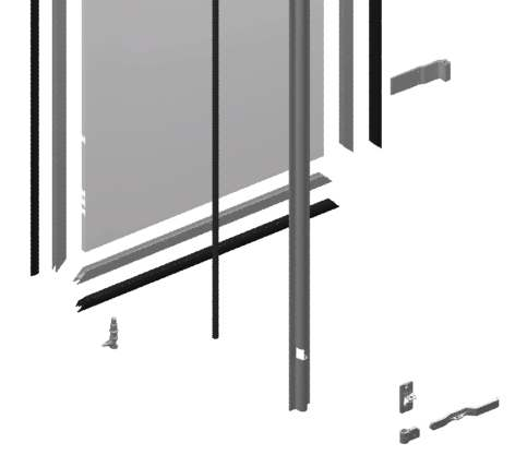 PUERTAS Componentes para puerta con cierres exteriores 1 3 (1) Perfil de marco de puerta 005 020 0656 (L=5,2 m) 005 020 0645 (L=5,5 m) 1 2 (2) Perfil de U con ala larga (hoja izda, lado central) 005