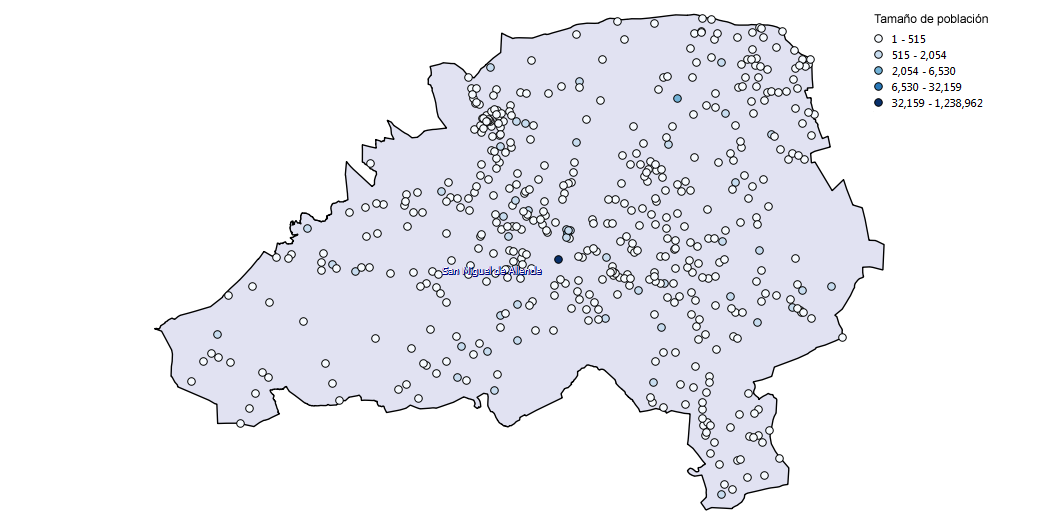En la Figura 2 se muestra la distribución de las localidades del municipio de estudio según su número de habitantes.