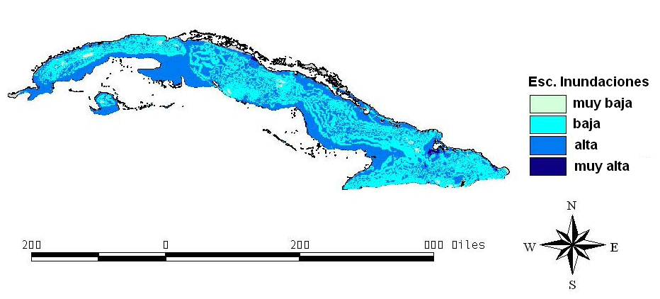 Rafael Pardo Gómez, Yakelin Rodríguez López La figura 3 presenta el Mapa de Susceptibilidad a las Inundaciones obtenido para el territorio nacional a través del cálculo e interpretación del índice