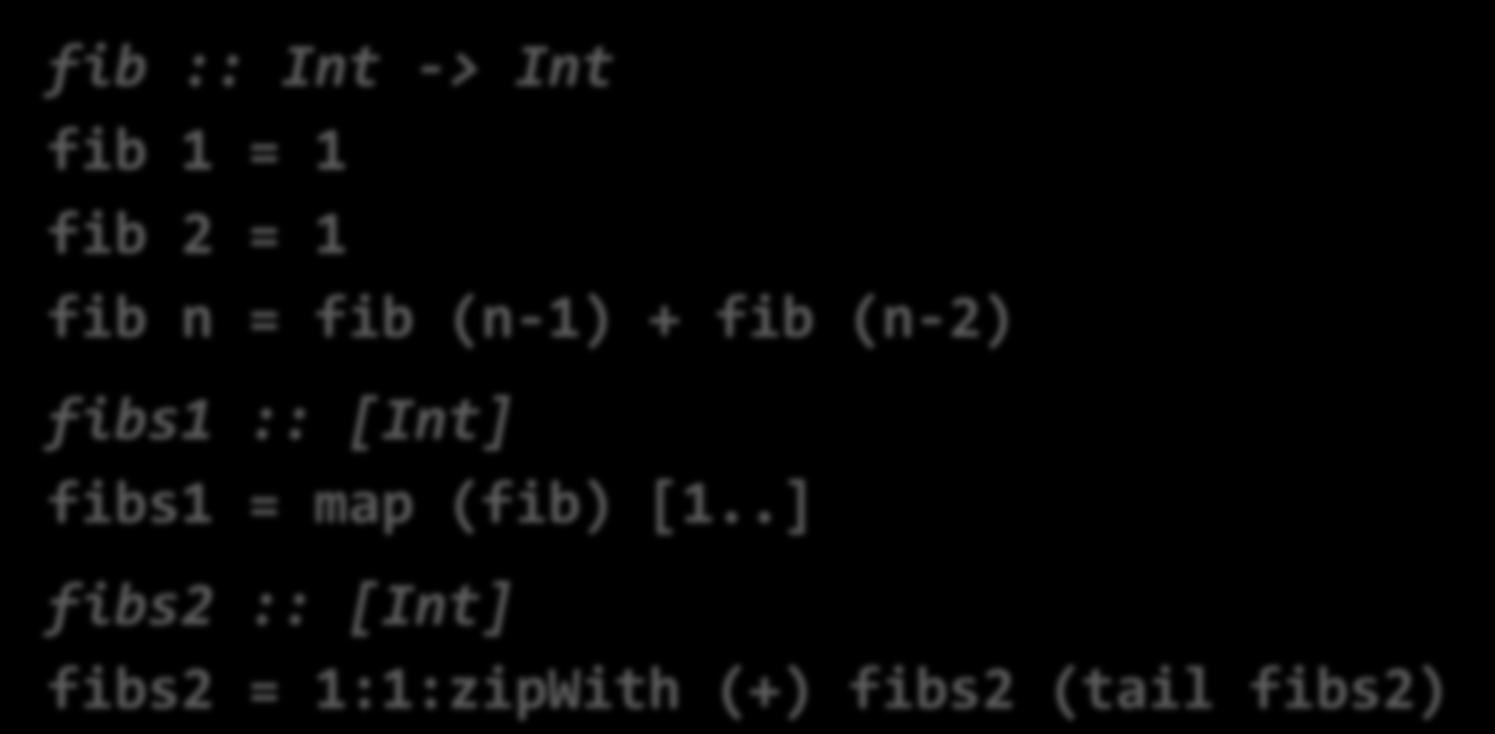 Listas Infinitas Una lista puede tener en una parte definida por una expresión en la que aparezca la propia lista. Ejemplo: Secuencia de Fibonacci.