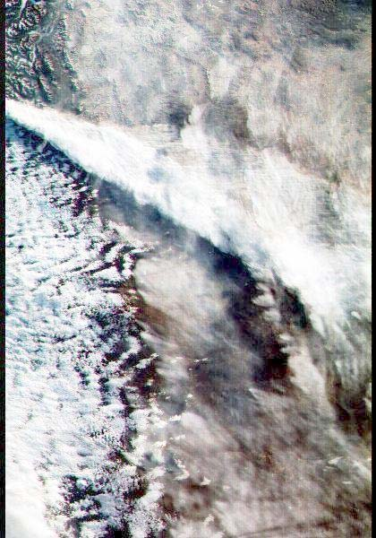 23 de 30 Imagen 1 del volcán Chaitén adquirida por el satélite SAC-C de la CONAE mediante el empleo de la cámara MMRS, el 3/Mayo/2008 a las 12:39 UTC Foto: CONAE 2008.