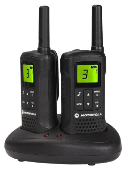 Motorola T-60 Walkie Talkie Hasta 8Km de alcance Incluye 2 terminales Pantalla multifunción LCD retroiluminada 8 Canales, 121 códigos Banda PMR446 5 Tonos de llamada Bloqueo Automático Función de