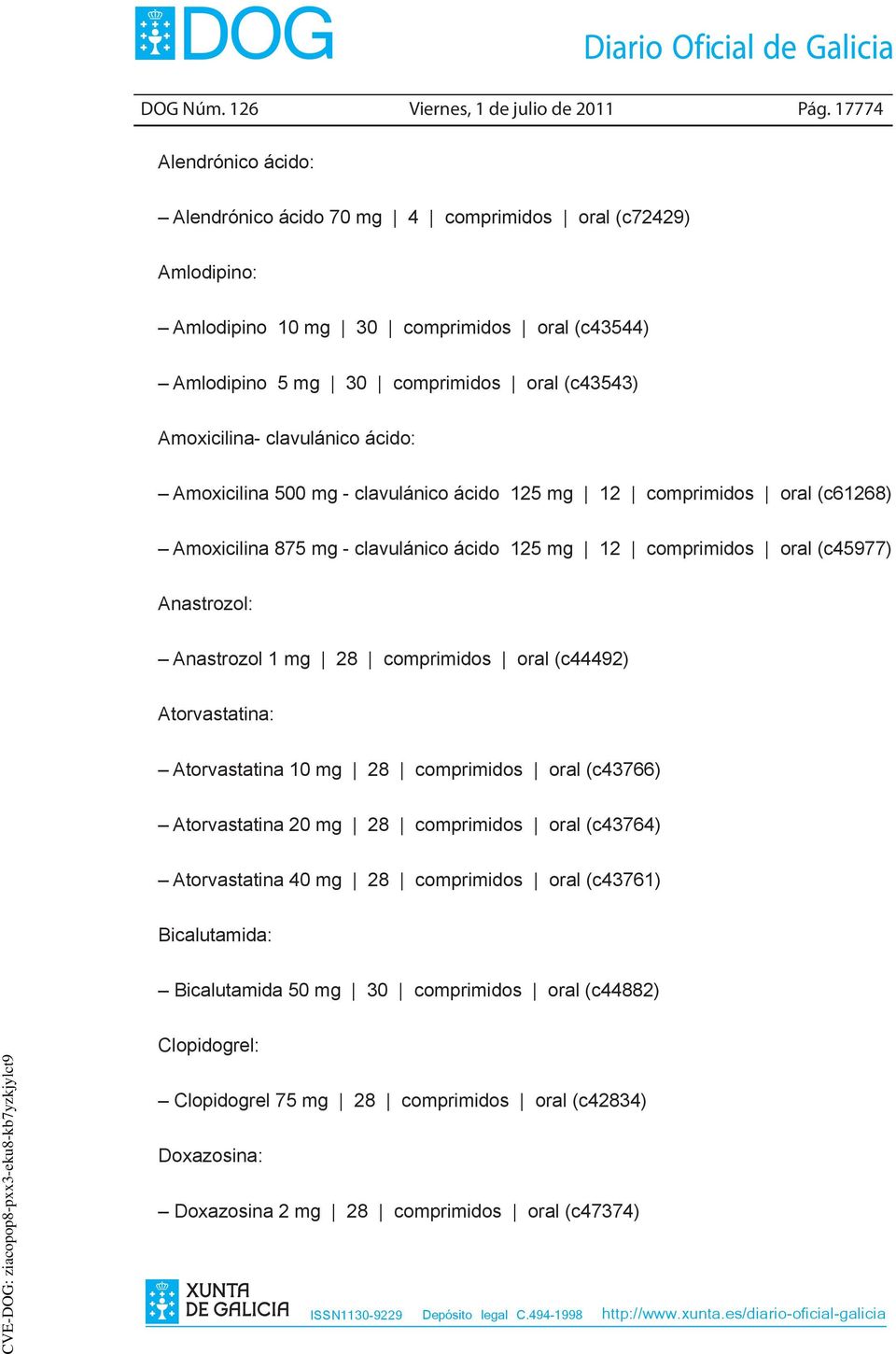 clavulánico ácido: Amoxicilina 500 mg - clavulánico ácido 125 mg 12 comprimidos oral (c61268) Amoxicilina 875 mg - clavulánico ácido 125 mg 12 comprimidos oral (c45977) Anastrozol: Anastrozol 1 mg 28