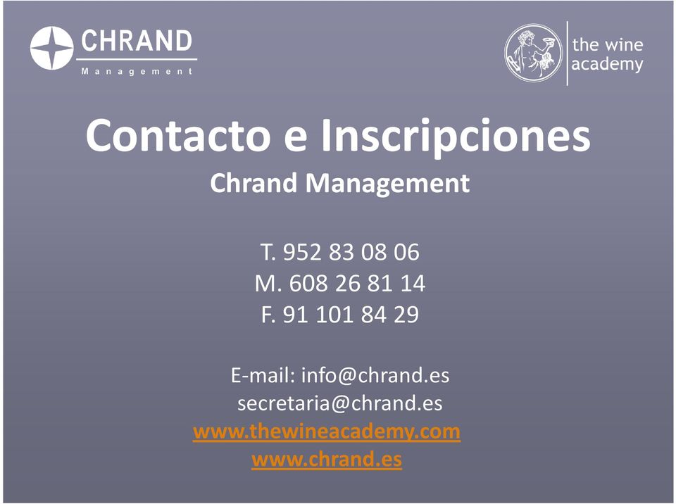 91 101 84 29 E-mail: info@chrand.