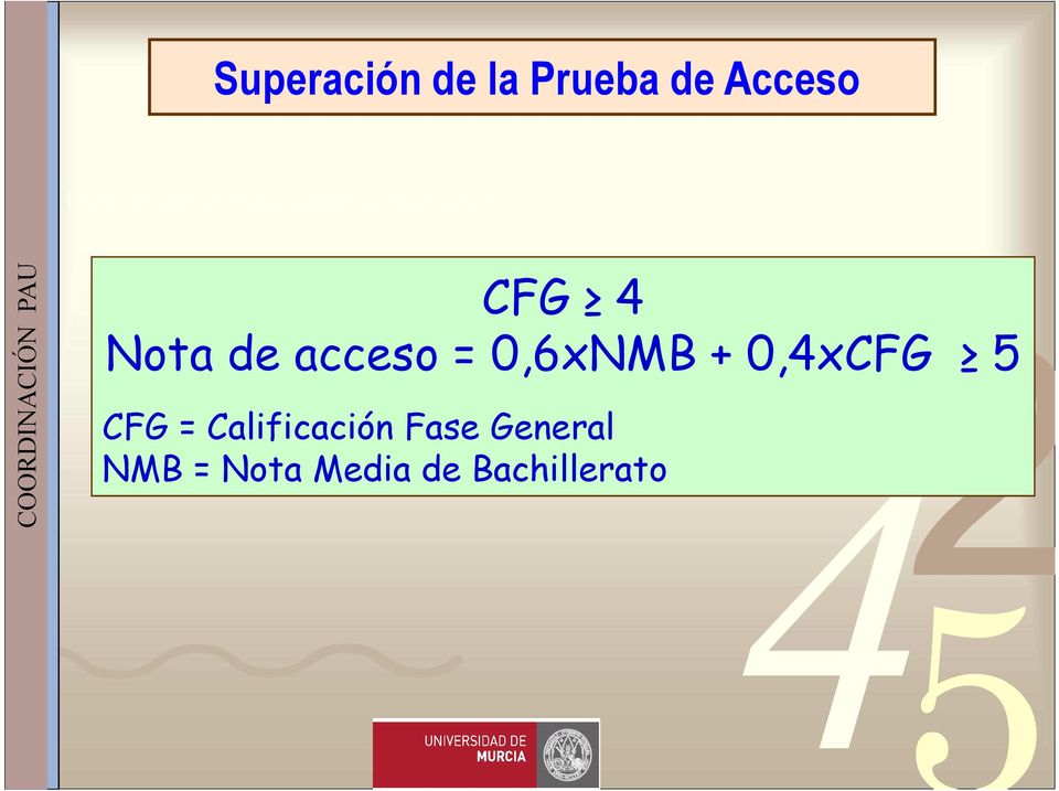 0,6xNMB + 0,4xCFG 5 CFG = Calificación
