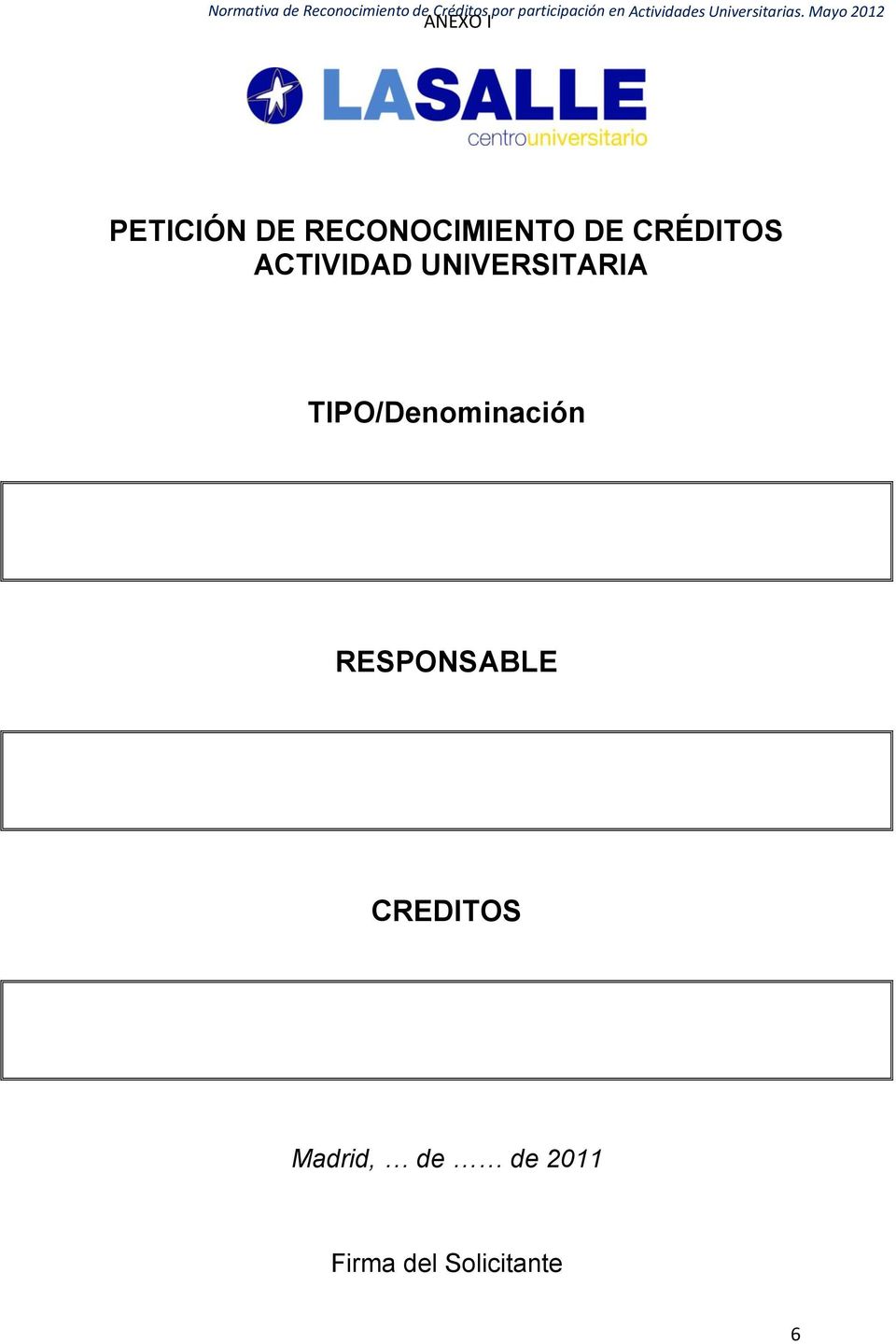 TIPO/Denominación RESPONSABLE