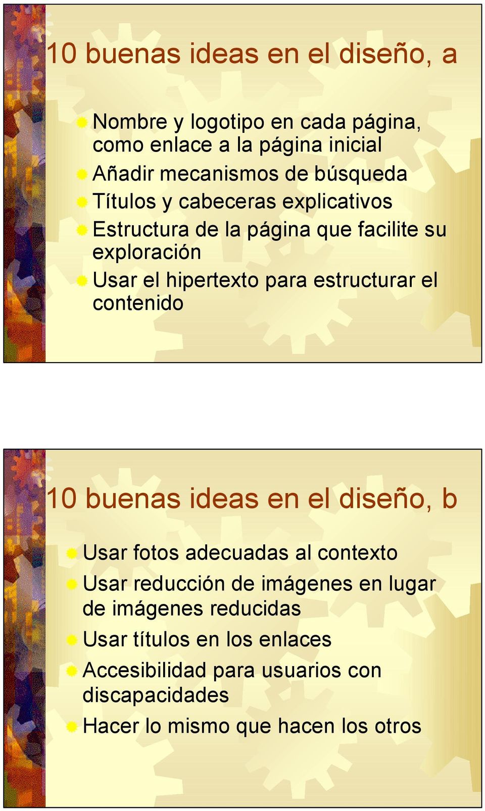 estructurar el contenido 10 buenas ideas en el diseño, b Usar fotos adecuadas al contexto Usar reducción de imágenes en