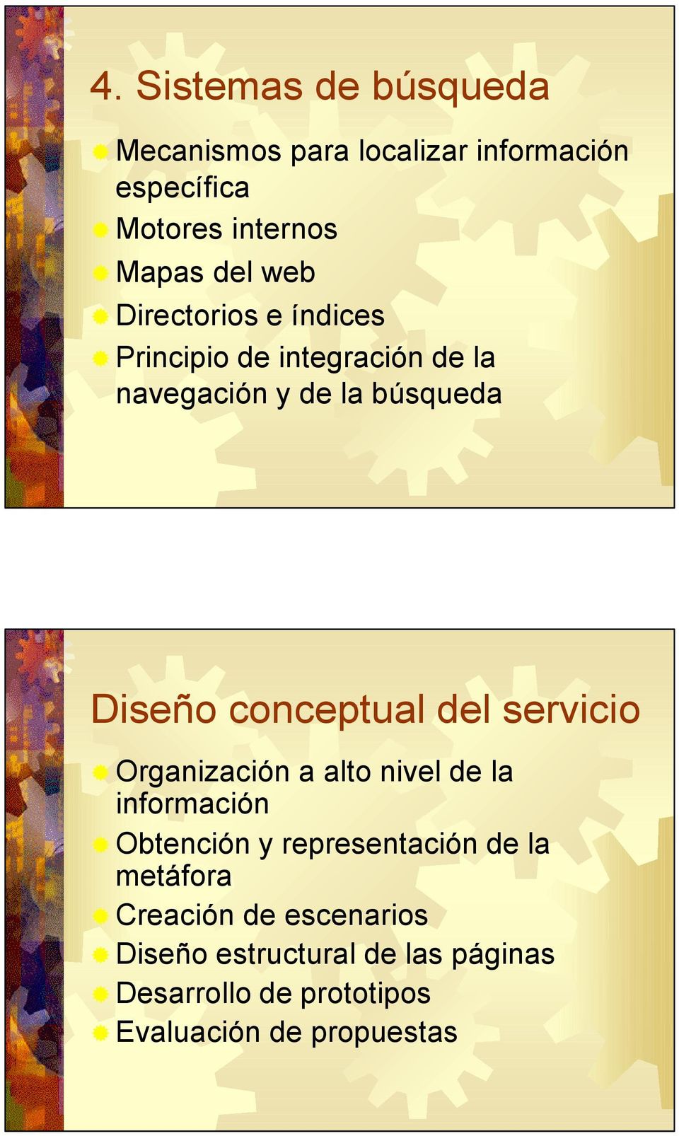 conceptual del servicio Organización a alto nivel de la información Obtención y representación de la