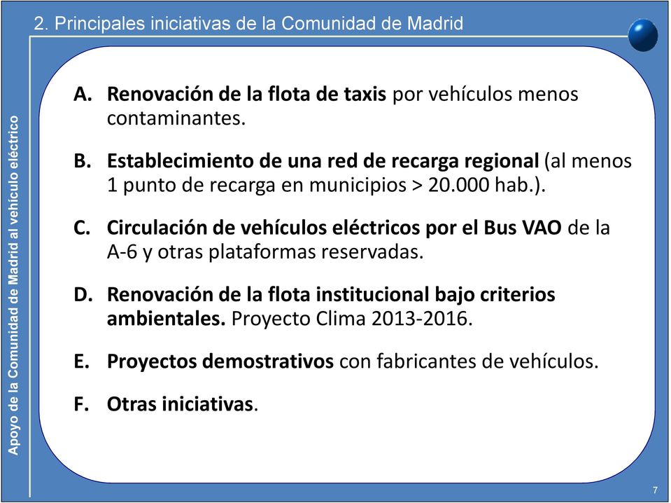 Circulación de vehículos eléctricos por el Bus VAO de la A-6 y otras plataformas reservadas. D.