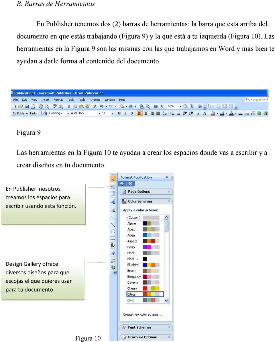 Las herramientas en la Figura 9 son las mismas con las que trabajamos en Word y más bien te ayudan a darle forma al contenido del documento.