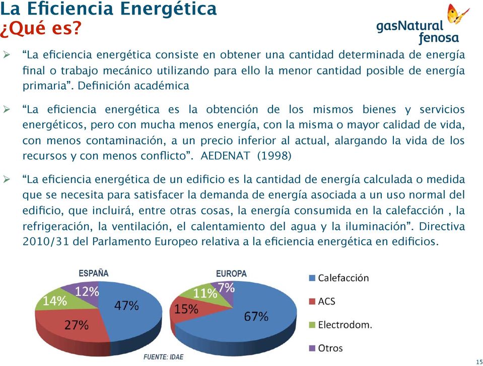 Definición académica La eficiencia energética es la obtención de los mismos bienes y servicios energéticos, pero con mucha menos energía, con la misma o mayor calidad de vida, con menos