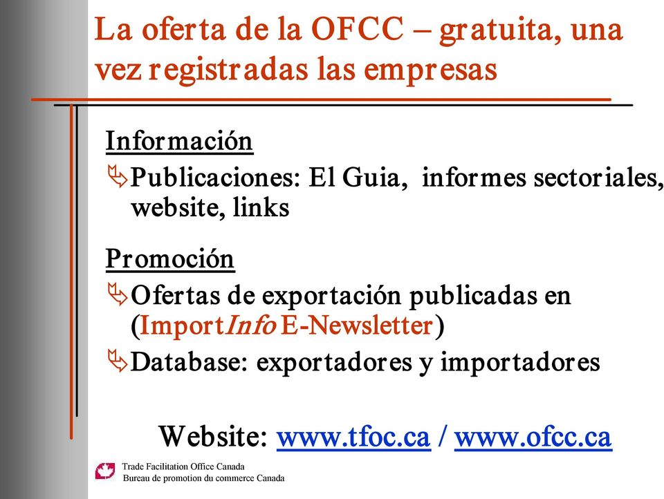 links Promoción Ofertas de exportación publicadas en (ImportInfo E
