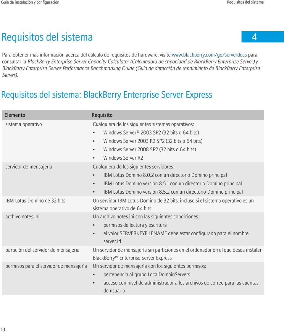 Guide (Guía de detección de rendimiento de BlackBerry Enterprise Server).