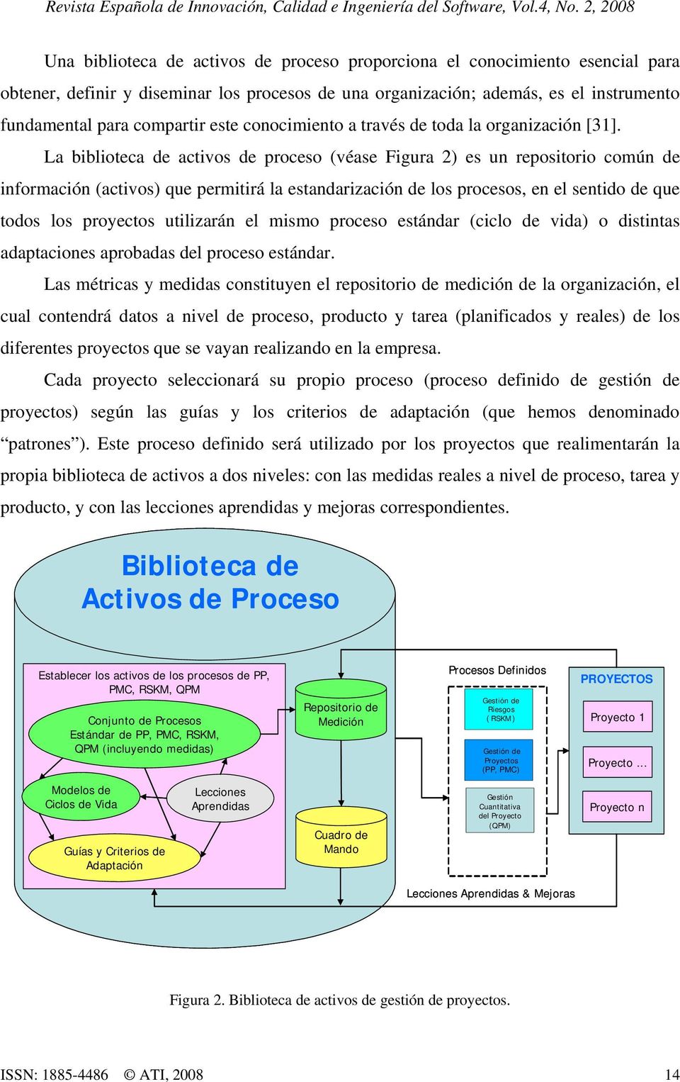 La biblioteca de activos de proceso (véase Figura 2) es un repositorio común de información (activos) que permitirá la estandarización de los procesos, en el sentido de que todos los proyectos