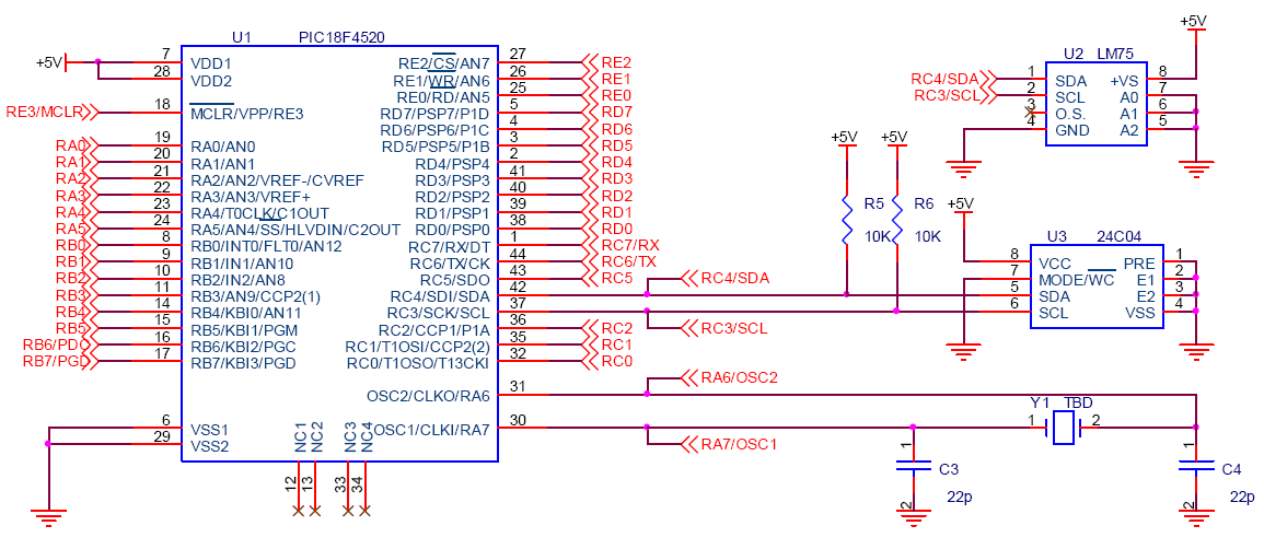 Figura 25: Microcontrolador. El microcontrolador es un PIC18F4520 de Microchip.