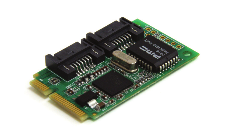 Introducción La Tarjeta Controladora Mini PCIe a SATA de 2 Puertos, MPEXSATA22I permite añadir 2 conectores SATA de 3Gbps a un sistema de factor de forma pequeño o embebido a través de una ranura de