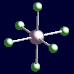 Anión hexafluorfosfato (PF 6 ) - P Núm de e- de valencia en el átomo central: 5 Contribuciones de los grupos enlazados (6F): 6 Contribución de carga: 1 TOTAL: 12 Dividir /2 para obtener Núm de pares