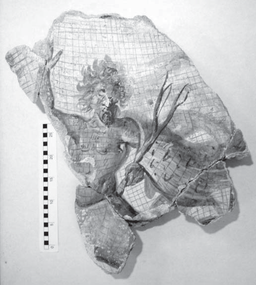 Fragmento de pintura parietal (zona de las termas). Las excavaciones, desarrolladas por el arqueólogo D.