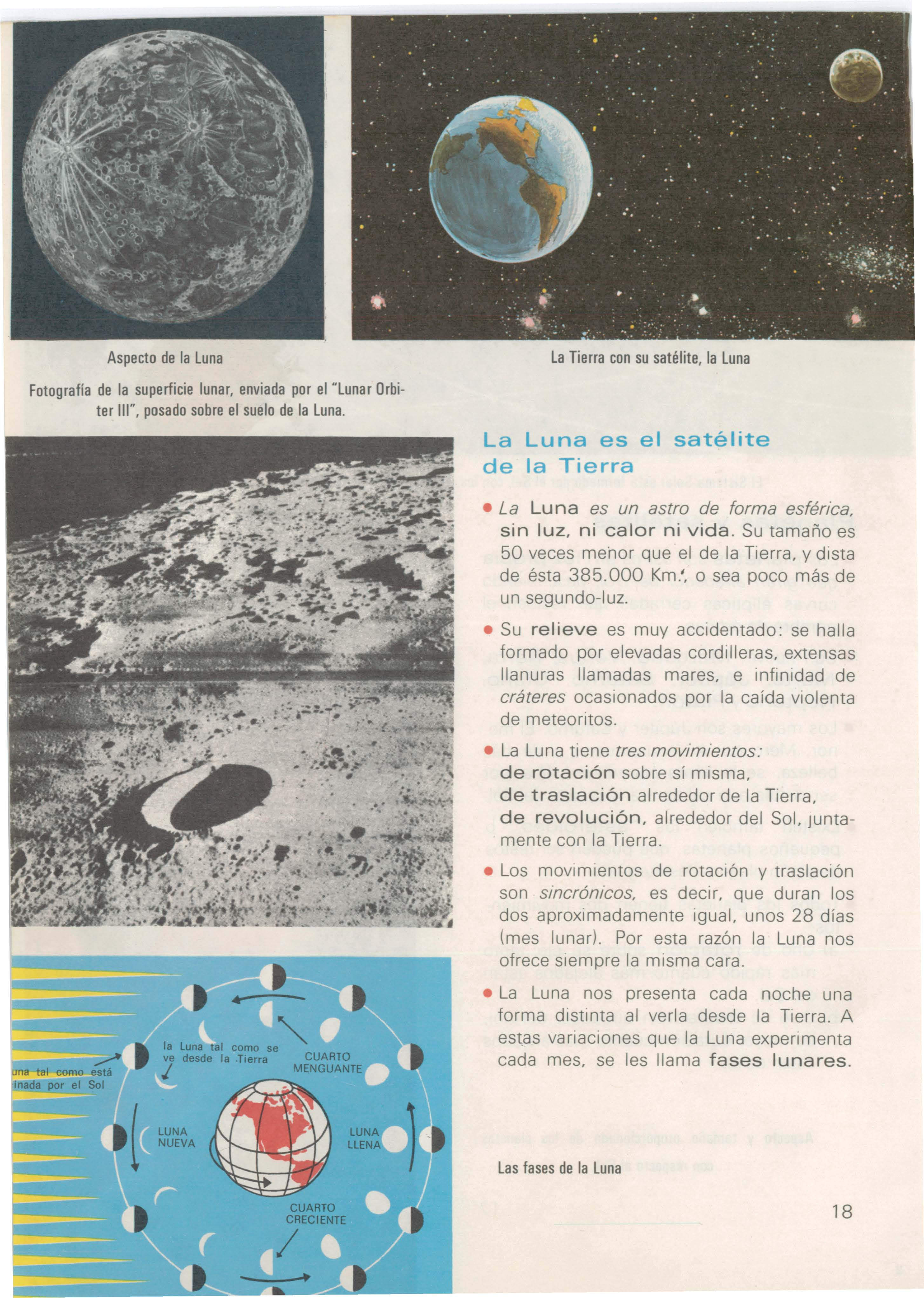 Aspecto de la Luna Fotografía de la superficie lunar, enviada por el 'lunar Orbiter 111", posado sobre el suelo de la Luna.
