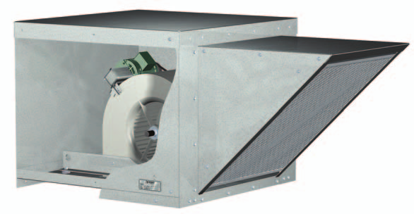 Ventiladores de Suministro - SAF El modelo SAF es un ventilador de suministro de aire para instalación en techo diseñado para proporcionar aire no temperado y filtrado como toda una manejadora de