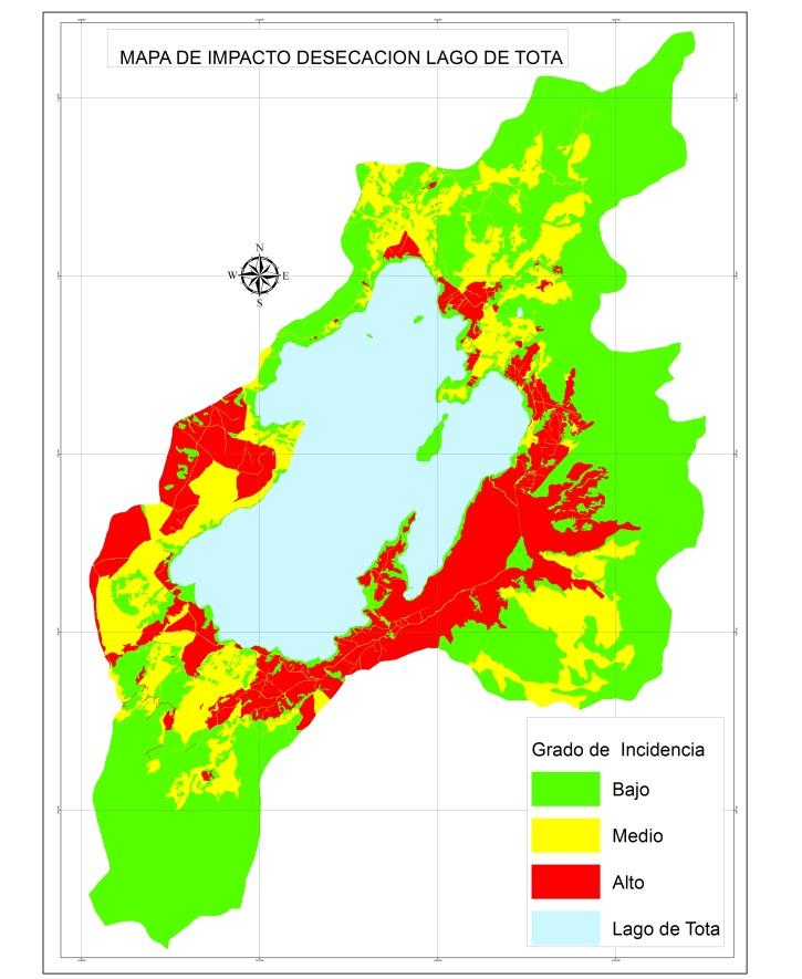 Figura 7 Mapa de impacto de la cobertura y uso del suelo en la desecación de lago de Total. Fuente: El Autor 4.