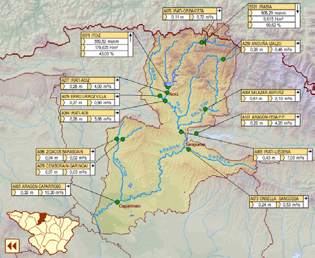 Cuenca del Arga: Estaciones de aforo del SAIH Cuenca del Arga: Termómetros del SAIH