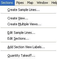 4. SECCIONES 4.1 Menú de Secciones El menú Sections, contiene los siguientes comandos: Create Sample Lines. Crea las secciones transversales de una superficie, en base a un alineamiento.