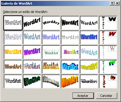 WordArt Como ya hemos indicado anteriormente con esta herramienta podremos crear títulos utilizando nuevos formatos. Vamos a ver como podemos utilizar esta nueva herramienta. Práctica 3 1.