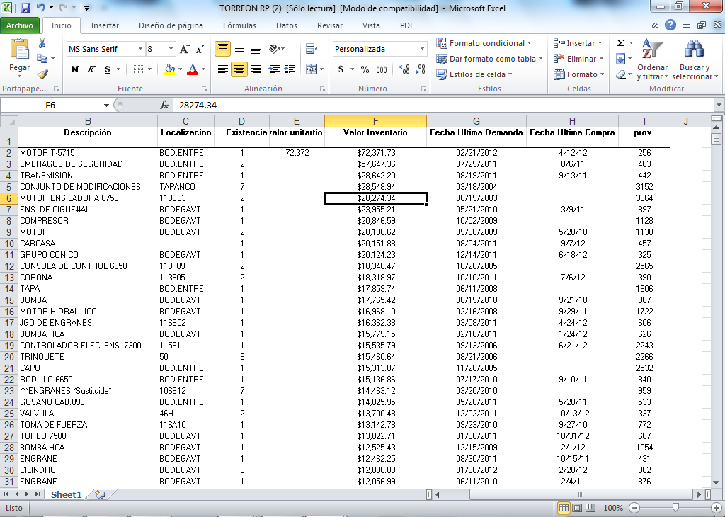 datos, damos clic a generar reporte y se muestran los datos del cálculo como se muestra en la pantalla anterior.