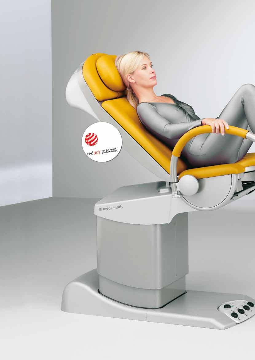 Serie medi-matic 115 Más funcional, más flexible y más cómodo El sillón de reconocimiento y tratamiento para ginecología, rectoscopia y proctología l Diseño elegante l Placas apoya-pies ajustables