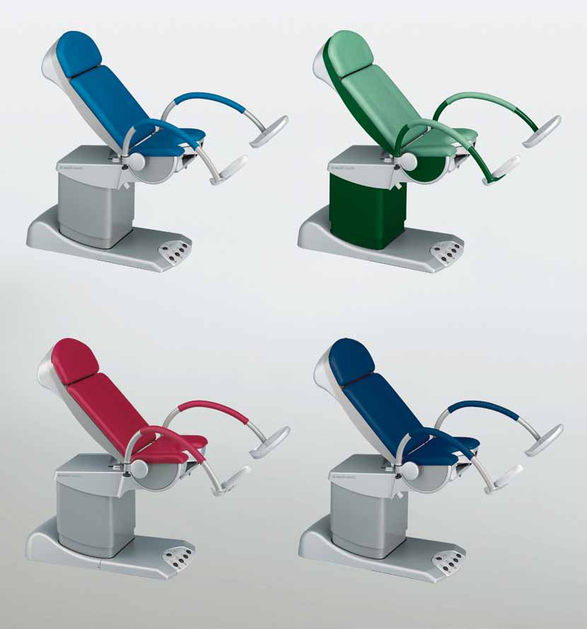 Ejemplos para combinaciones de colores de los sillones medi-matic 115 azul caribe 82 aluminio gris RAL 9007