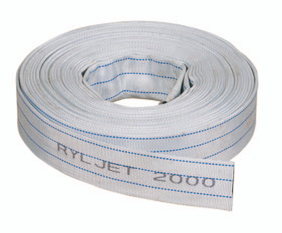 RYLJET RYLJET Manguera plana textil, según norma pren-1924/2 y UNE 23091, para uso en B.I.E.S y devanaderas. Fabricada en tejido de poliester, y un manchón interior de termocaucho sintético.