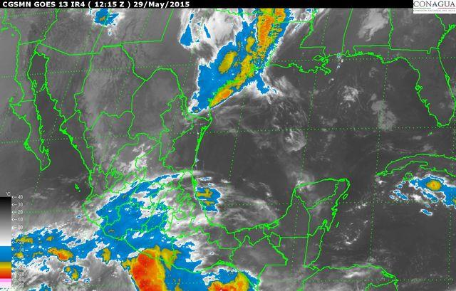 Resumen de pronóstico de 48 a 96 horas (Sábado 30 al Domingo 31 de Mayo) IMAGEN DE MEXICO INFRAROJO DEL SATELITE GOES Canal de baja presión se mantendrá extendido sobre el norte, centro oriente del