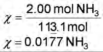 Práctica Calcule la fracción molar de una al disolver 34.0 g de NH 3 en 2.00 x 10 3 ml de agua (MM NH3 = 17.04 g/mol, d H2O = 1.00 g/ml) Dado: Encuentre: 34.0 g NH 3, 2000 ml H 2 O 2.00 mol NH 3, 111.