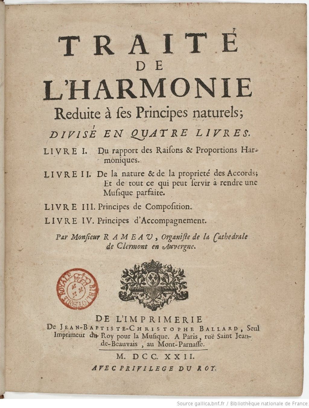96 El siglo XVIII Figura 14.1: El Tratado de armonía de Jean Philippe Rameau.