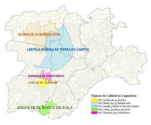 ACEITES Y OTROS A continuación se muestra la distribución geográfica de las principales Figuras de Calidad existentes en Castilla y León